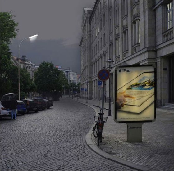 Visualisierung einer einzelnen Leuchte im Straßenraum